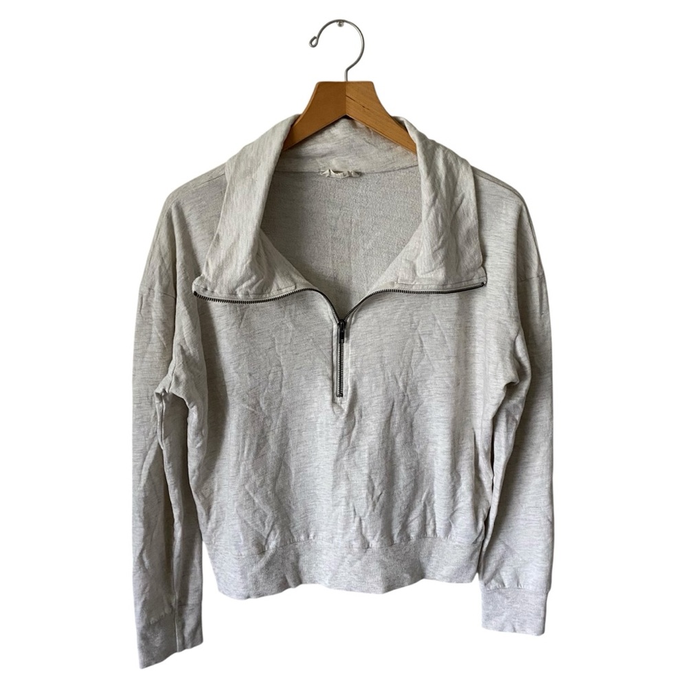 Synergy Organic Half Zip Pullover Sweatshirt Beige Organic Cotton Size L Granola - Picture 1 of 8